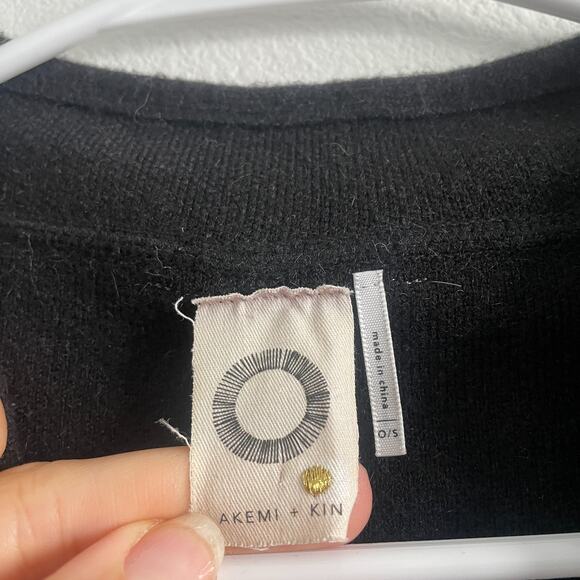 Anthropologie Akemi Kin Sweater Cardigan Women OS Black Knit Open Classic Office - Picture 3 of 7